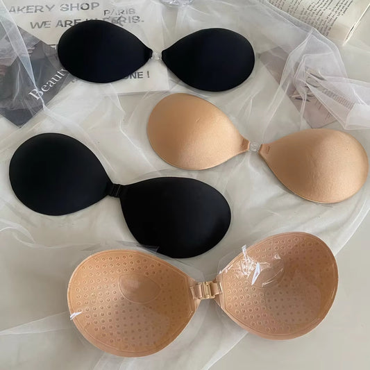 Chest Paste Silicone Falsies Self-Adhesive Front Buckle Strapless Backless Women's Invisible Adhesive Bra for Women Party Wear
