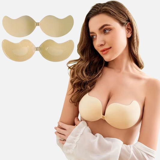 Reusable Mango Shape Sticky Bra Strapless Backless Push up Adhesive Silicone Bra for Women Wedding Dress Invisible Seamless Bra