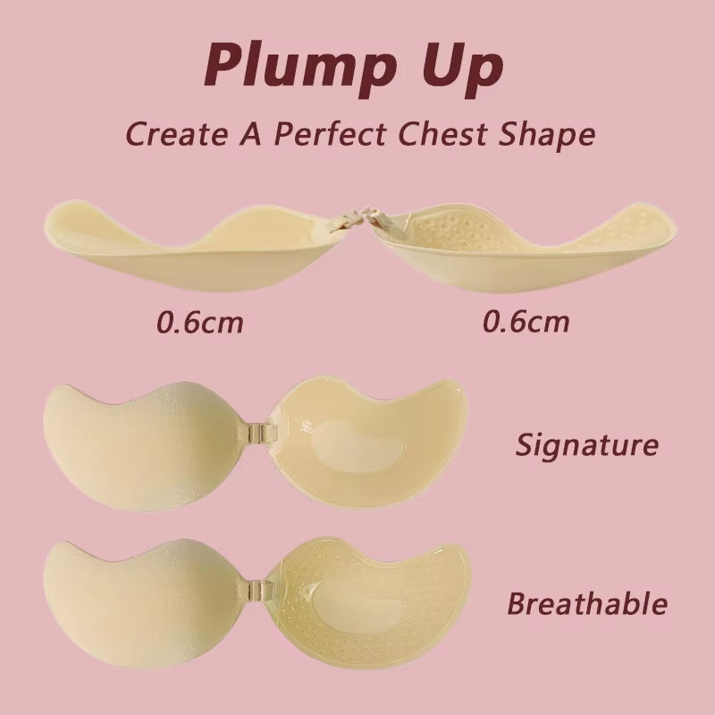 Reusable Mango Shape Sticky Bra Strapless Backless Push up Adhesive Silicone Bra for Women Wedding Dress Invisible Seamless Bra