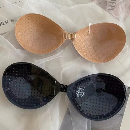 Chest Paste Silicone Falsies Self-Adhesive Front Buckle Strapless Backless Women's Invisible Adhesive Bra for Women Party Wear