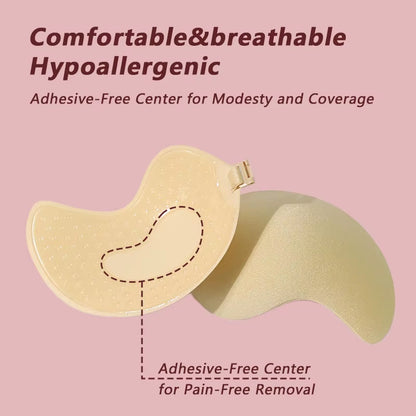 Reusable Mango Shape Sticky Bra Strapless Backless Push up Adhesive Silicone Bra for Women Wedding Dress Invisible Seamless Bra