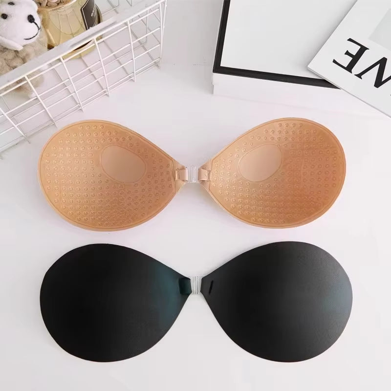 Chest Paste Silicone Falsies Self-Adhesive Front Buckle Strapless Backless Women's Invisible Adhesive Bra for Women Party Wear