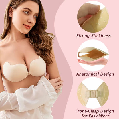 Reusable Mango Shape Sticky Bra Strapless Backless Push up Adhesive Silicone Bra for Women Wedding Dress Invisible Seamless Bra